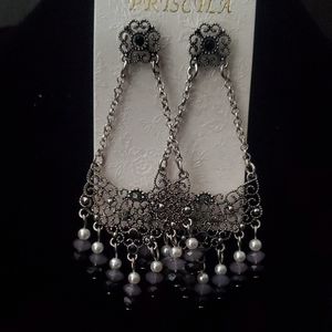 black & silver tone Fashion Earings